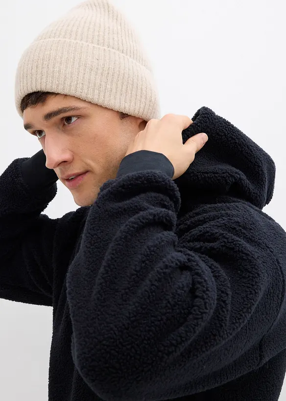 Felpa in pile teddy con fodera in cotone, loose fit, bonprix