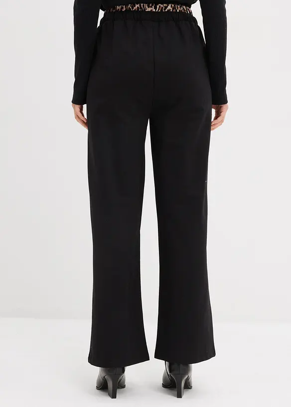 Pantaloni in felpa larghi con girovita a contrasto, bonprix