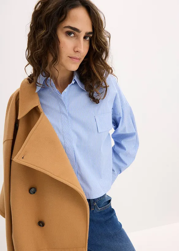 Blusa oversize in misto cotone, bonprix