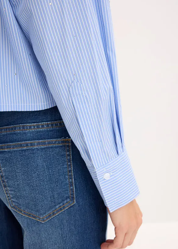 Blusa oversize in misto cotone, bonprix