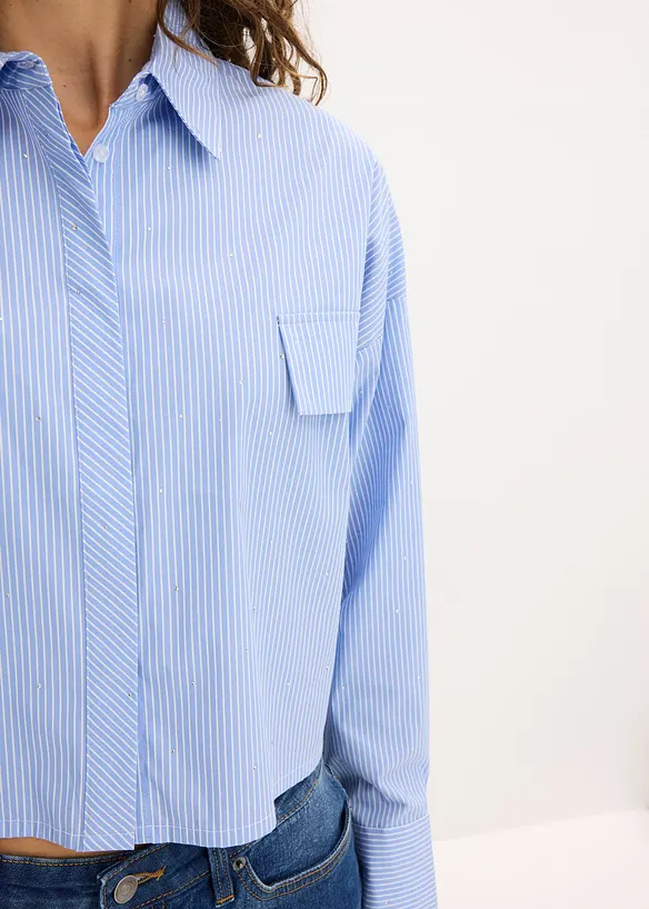 Blusa oversize in misto cotone, bonprix