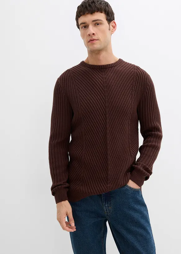 Maglione a coste in misto cotone, bonprix
