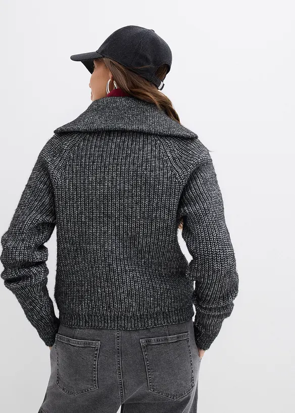 Maglione con mezza zip in morbido misto cotone, bonprix