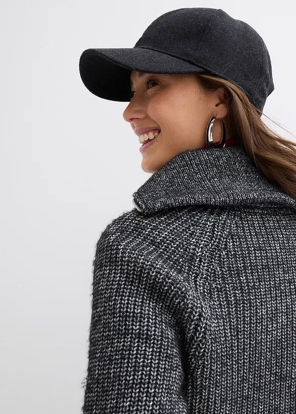 Maglione con mezza zip in morbido misto cotone, bonprix