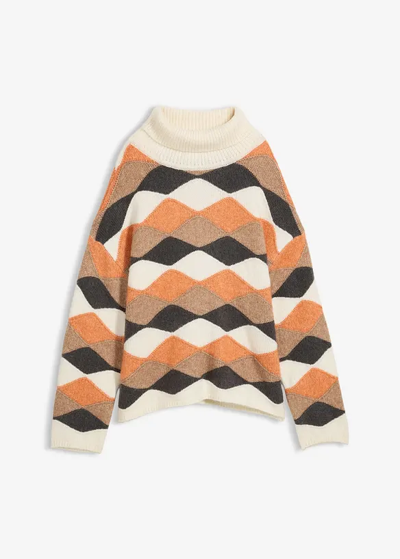 Maglione a collo alto con motivo geometrico, bonprix