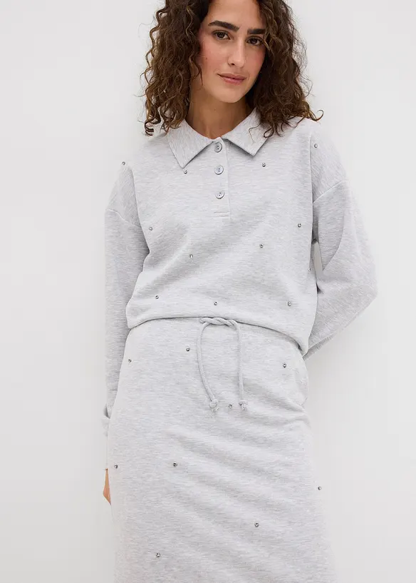 Gonna in felpa con piccole borchie, bonprix