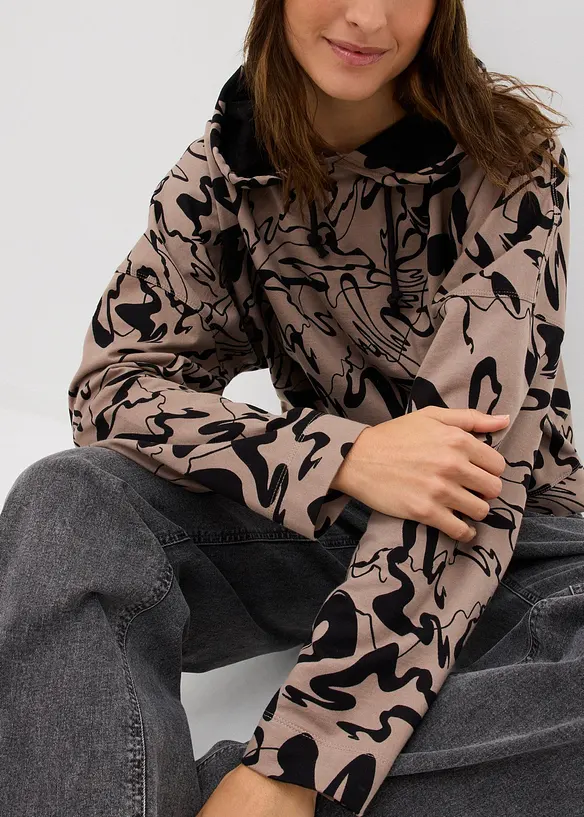 Felpa con cappuccio in puro cotone, bonprix