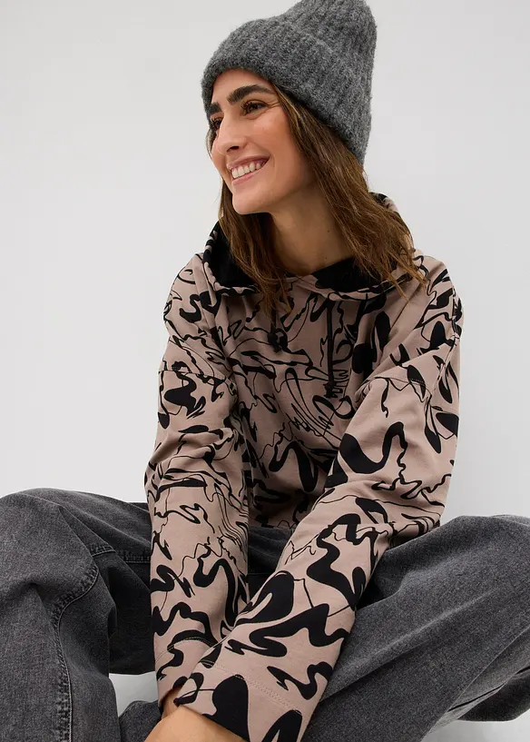 Felpa con cappuccio in puro cotone, bonprix