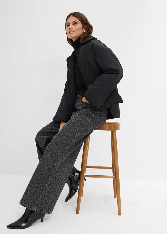 Jeans wide leg, vita media, bonprix