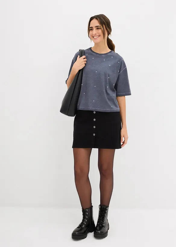 T-shirt in puro cotone con strass, bonprix