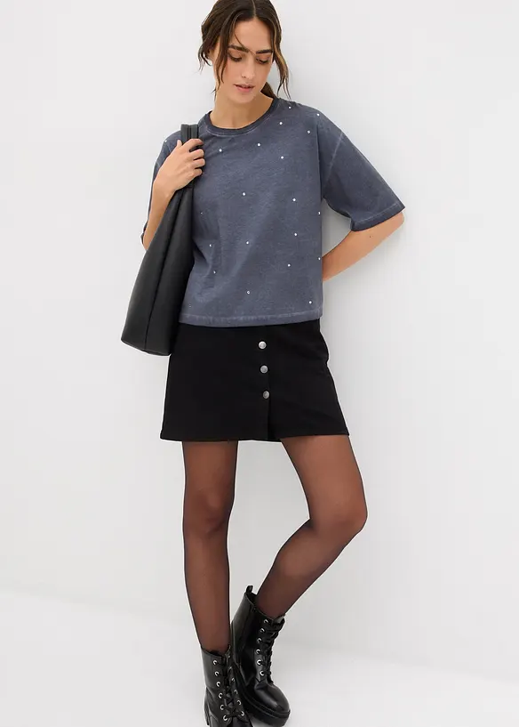 T-shirt in puro cotone con strass, bonprix