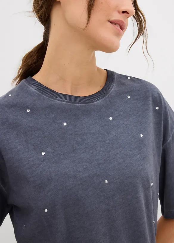 T-shirt in puro cotone con strass, bonprix