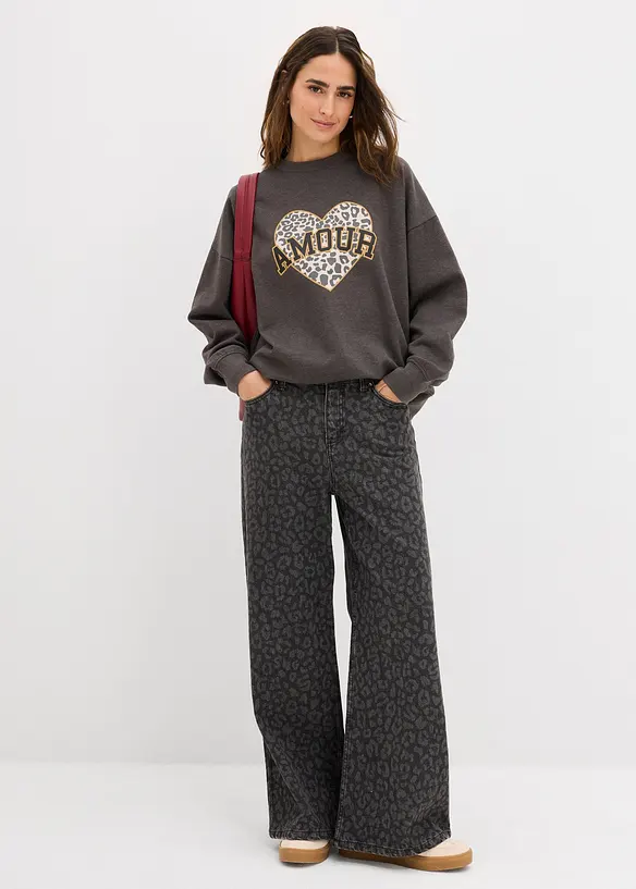 Felpa oversize in misto cotone, bonprix