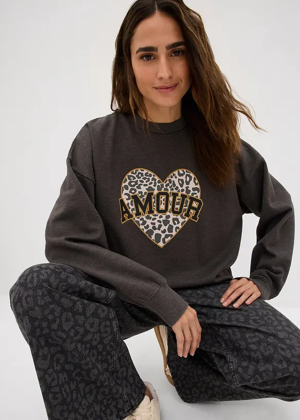 Felpa oversize in misto cotone, bonprix