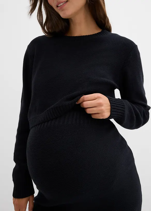 Completo prémaman con maglione e gonna in cotone biologico (set 2 pezzi), bonprix