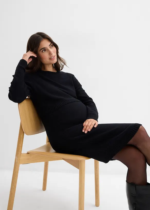 Completo prémaman con maglione e gonna in cotone biologico (set 2 pezzi), bonprix