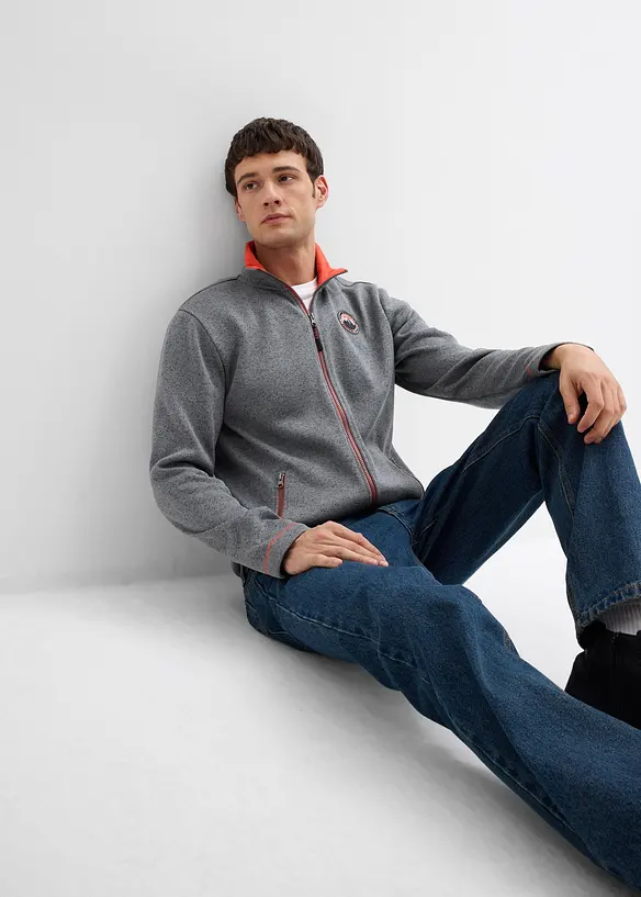 Giacca in pile lavorato a maglia con dettagli a contrasto, bonprix