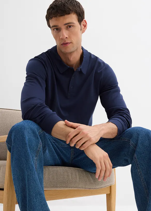 Polo a maniche lunghe in puro cotone biologico, bonprix