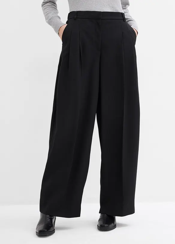 Pantaloni con pinces, girovita comodo e spacchetti, bonprix