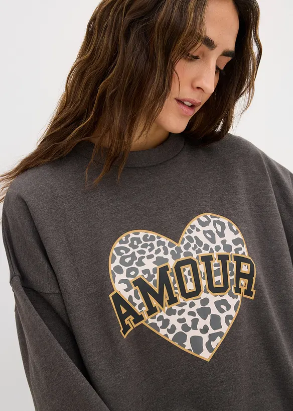 Felpa oversize in misto cotone, bonprix