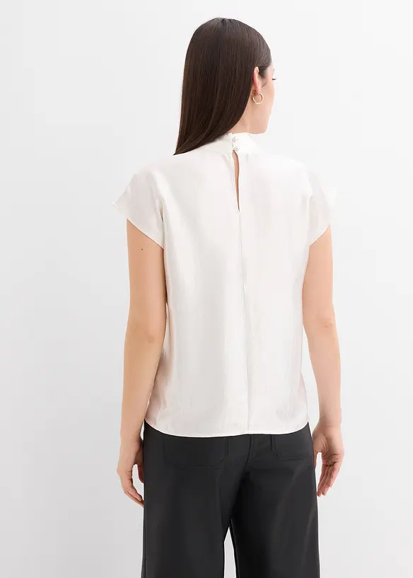 Top in satin con collo a mezza altezza, bonprix