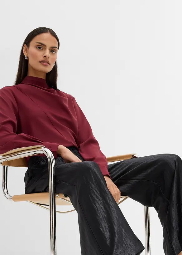 Pantaloni a palazzo satinati con elastico in vita, bonprix