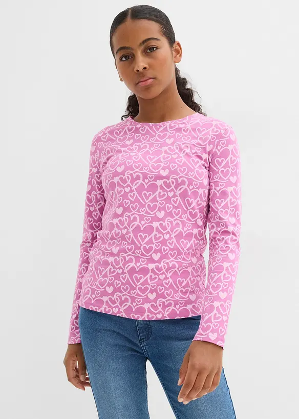 Maglia a maniche lunghe in puro cotone biologico (pacco da 3), bonprix