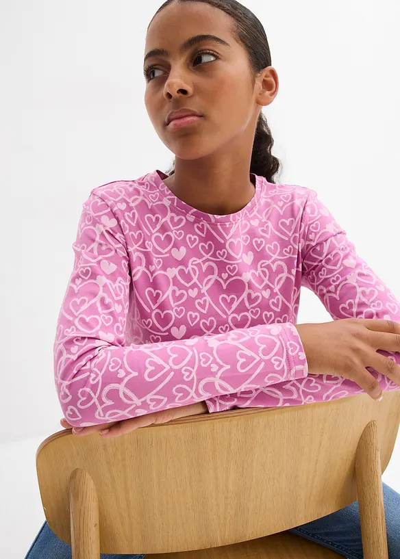 Maglia a maniche lunghe in puro cotone biologico (pacco da 3), bonprix