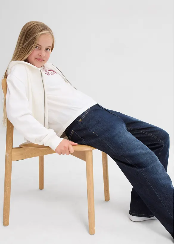 Jeans termici con fodera in jersey wide leg, vita media, bonprix