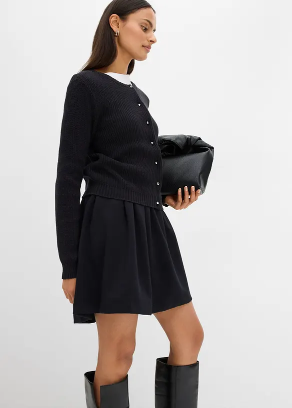 Gonna a pieghe in misto viscosa leggermente lucido, bonprix