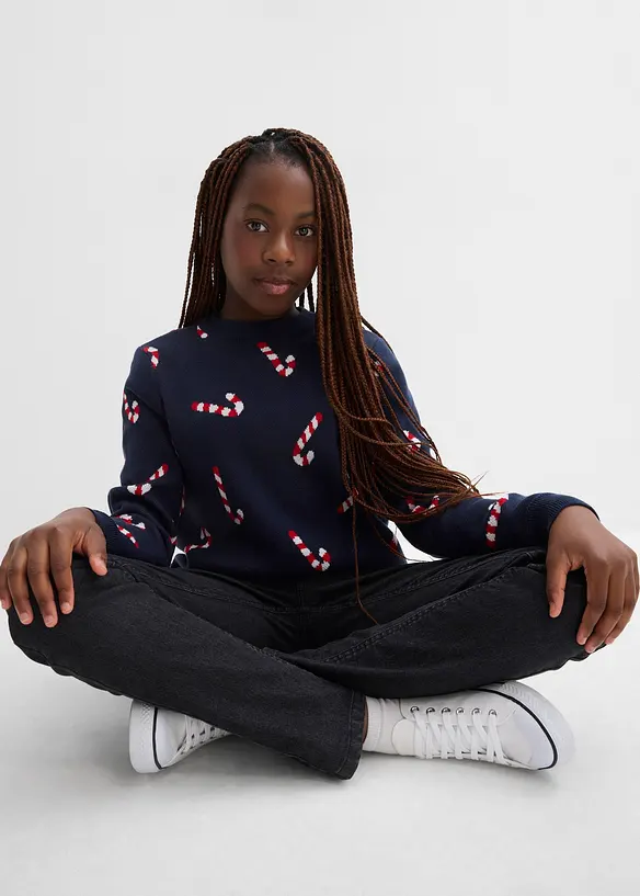 Maglione in filato fine con motivo natalizio, bonprix