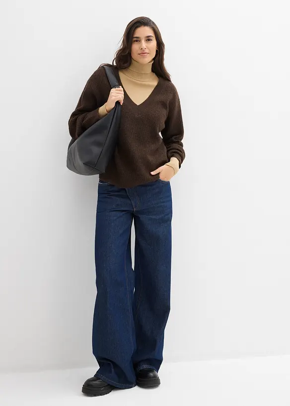 Maglione con scollo a V, bonprix