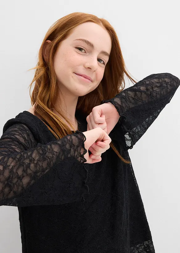 Maglia in pizzo a maniche lunghe, bonprix