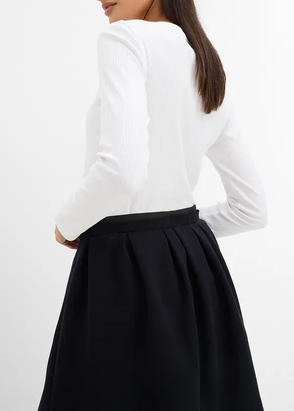 Gonna a pieghe in misto viscosa leggermente lucido, bonprix