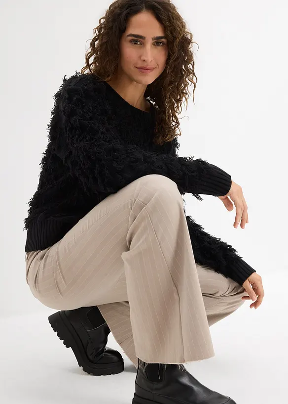 Pantaloni a zampa in misto viscosa fluente, bonprix