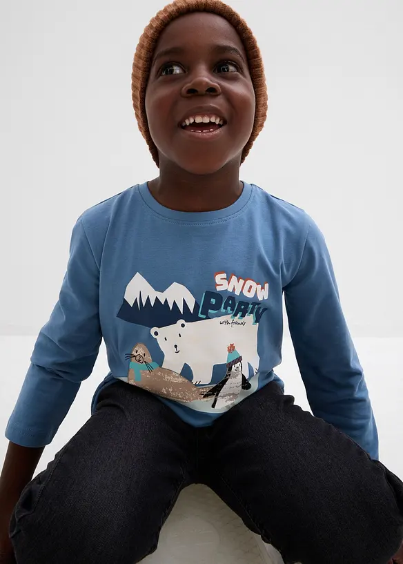 Maglia a maniche lunghe con cotone biologico (pacco da 3), bonprix