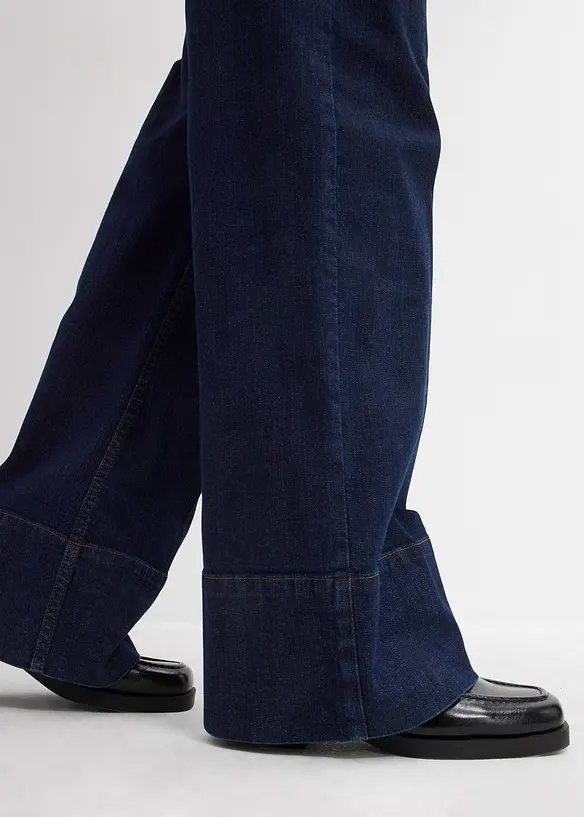 Jeans wide leg con cotone biologico, vita media, bonprix