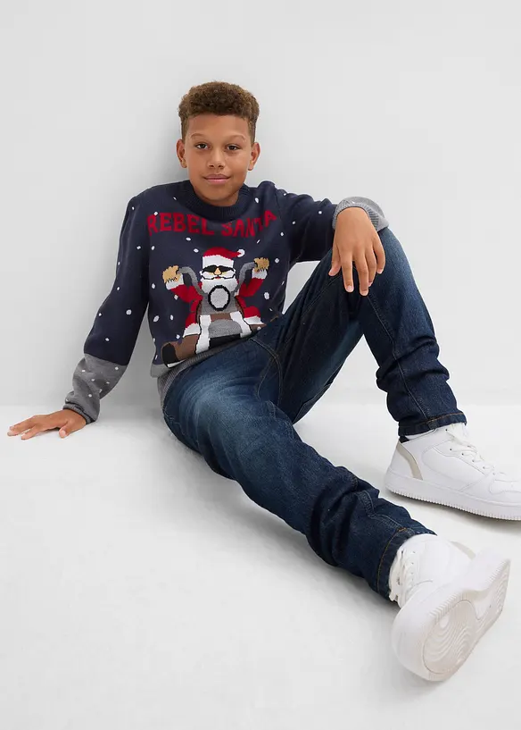 Maglione in filato fine con motivo natalizio, bonprix