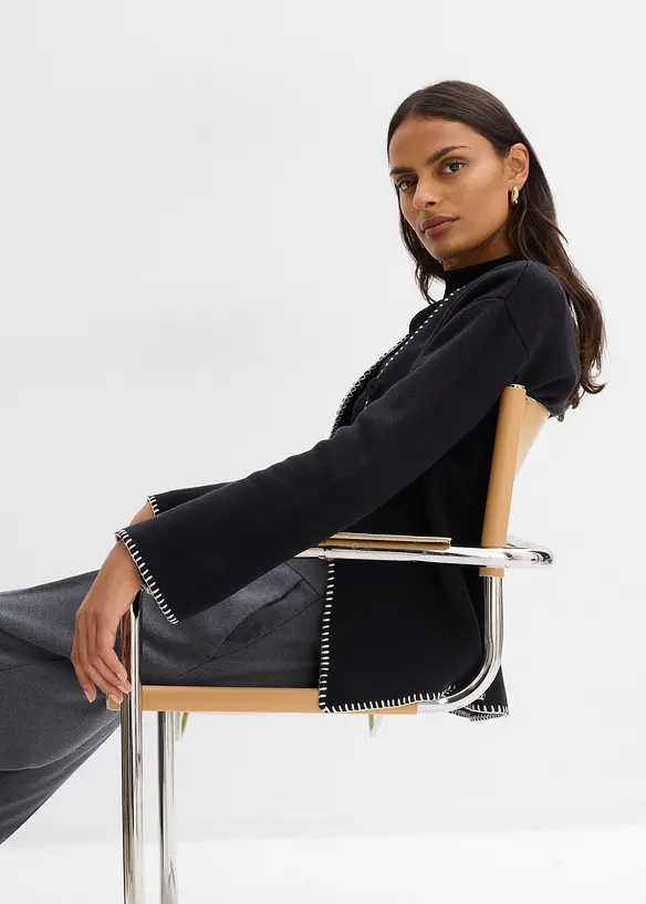 Cardigan in misto lana con dettagli a contrasto, bonprix