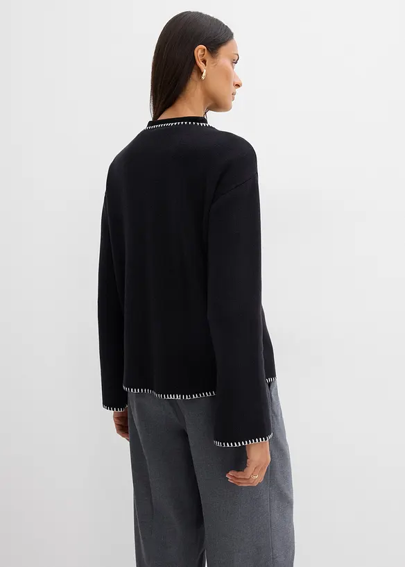 Cardigan in misto lana con dettagli a contrasto, bonprix