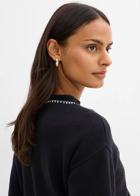 Cardigan in misto lana con dettagli a contrasto, bonprix