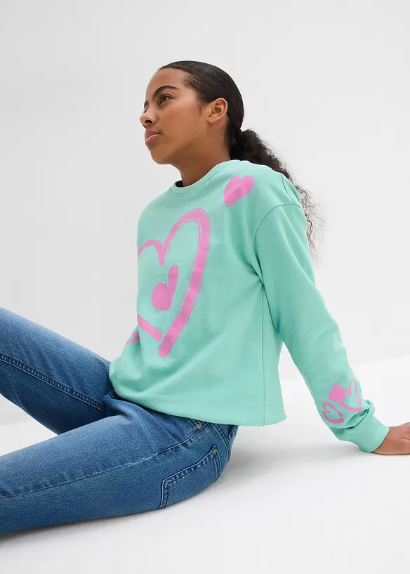 Felpa in puro cotone biologico con orlo a palloncino, bonprix