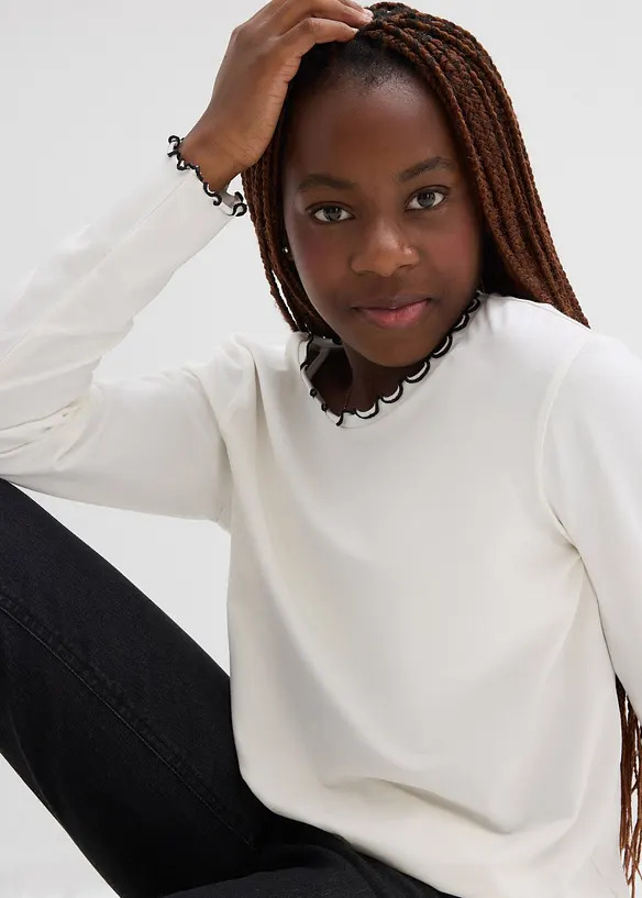 Maglia a maniche lunghe in misto cotone biologico elasticizzato (pacco da 2), bonprix