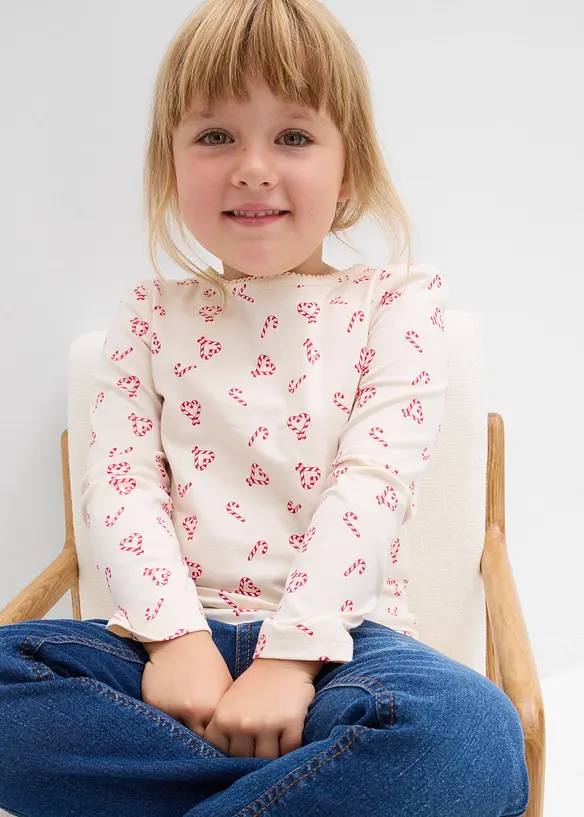 Maglia a maniche lunghe in misto cotone biologico elasticizzato, bonprix