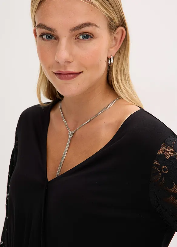 Maglia a maniche lunghe con pizzo, bonprix