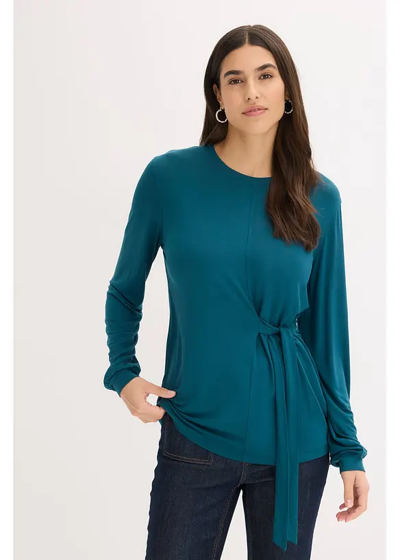 Maglia a maniche lunghe in misto viscosa morbido, bonprix