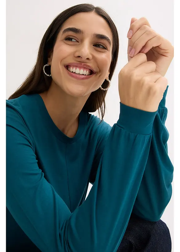 Maglia a maniche lunghe in misto viscosa morbido, bonprix
