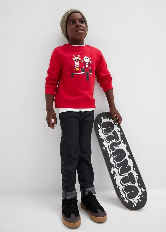 Felpa in puro cotone biologico con motivo natalizio, bonprix