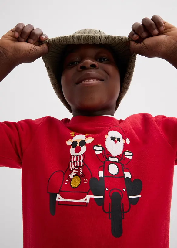 Felpa in puro cotone biologico con motivo natalizio, bonprix