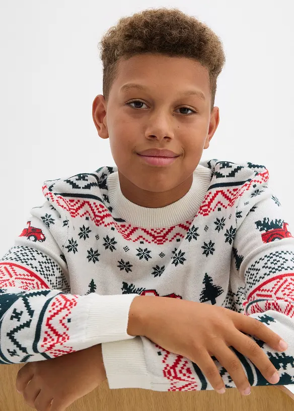 Maglione in filato fine con motivo natalizio, bonprix